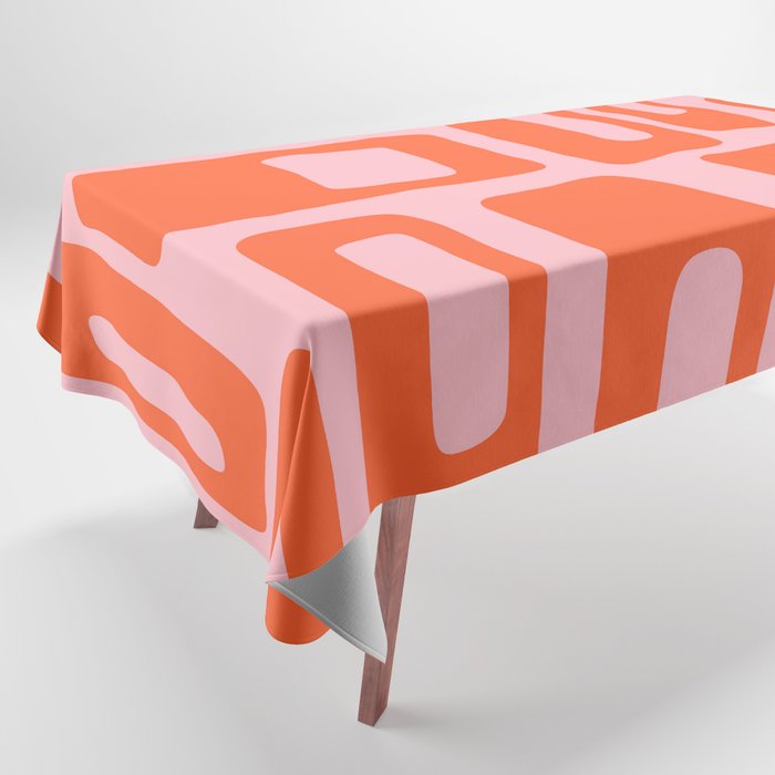 Mid Century Modern Abstract 921 Mid Mod Orange and Pink Tablecloth Gallery Image 1