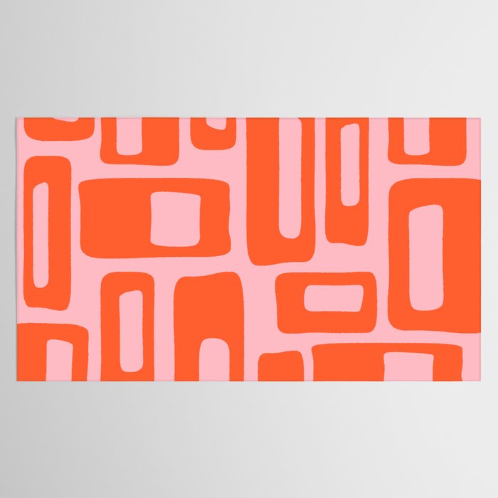 Mid Century Modern Abstract 921 Mid Mod Orange and Pink Tablecloth Gallery Image 2
