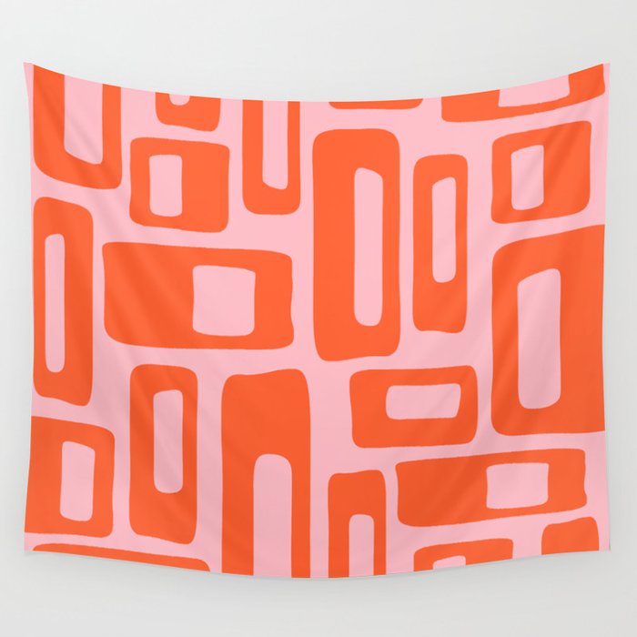 Mid Century Modern Abstract 921 Mid Mod Orange and Pink Wall Tapestry Gallery Image 4