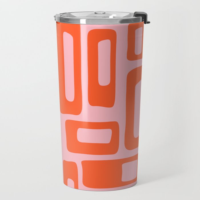 Mid Century Modern Abstract 921 Mid Mod Orange and Pink Travel Mug Gallery Image 2
