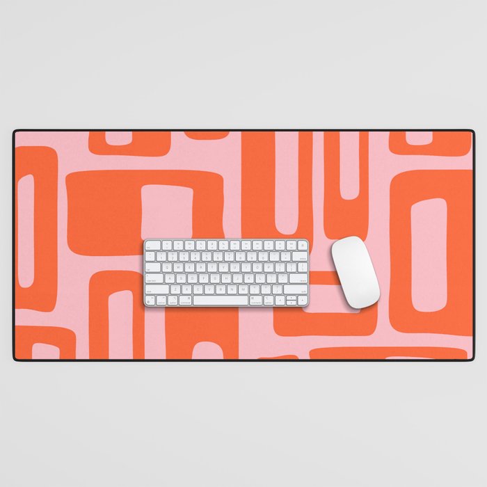 Mid Century Modern Abstract 921 Mid Mod Orange and Pink Desk Mat Gallery Image 1