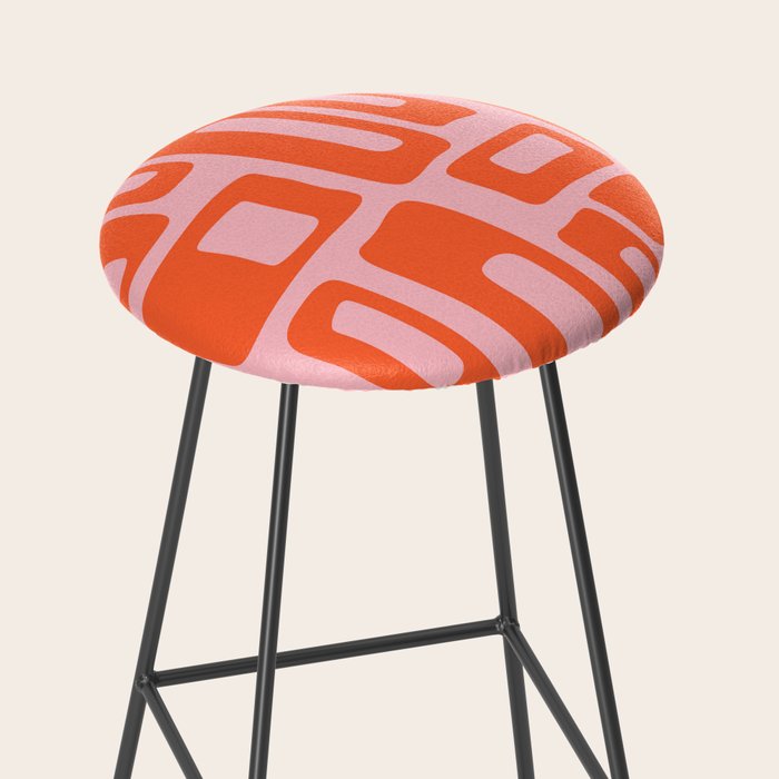 Mid Century Modern Abstract 921 Mid Mod Orange and Pink Stool Gallery Image 2