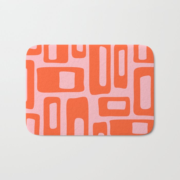 Mid Century Modern Abstract 921 Mid Mod Orange and Pink Bath Mat Gallery Image 1