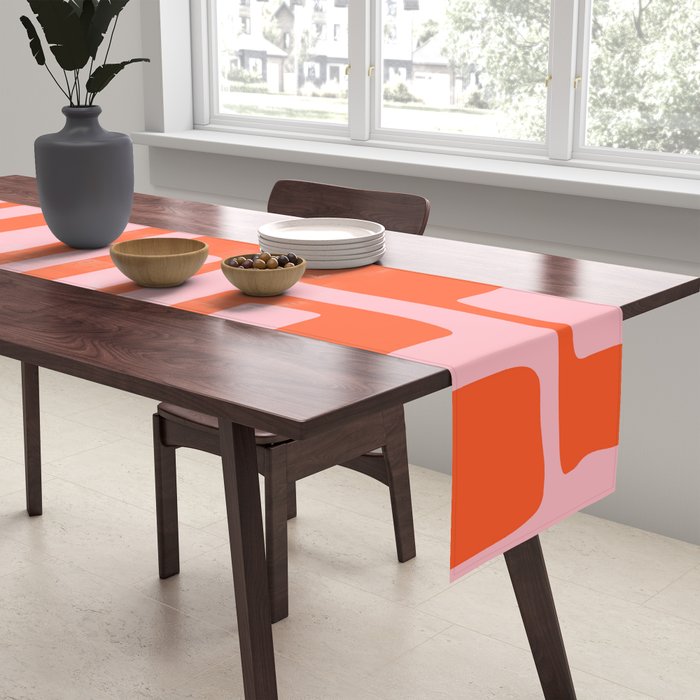 Mid Century Modern Abstract 921 Mid Mod Orange and Pink Table Runner Gallery Image 2