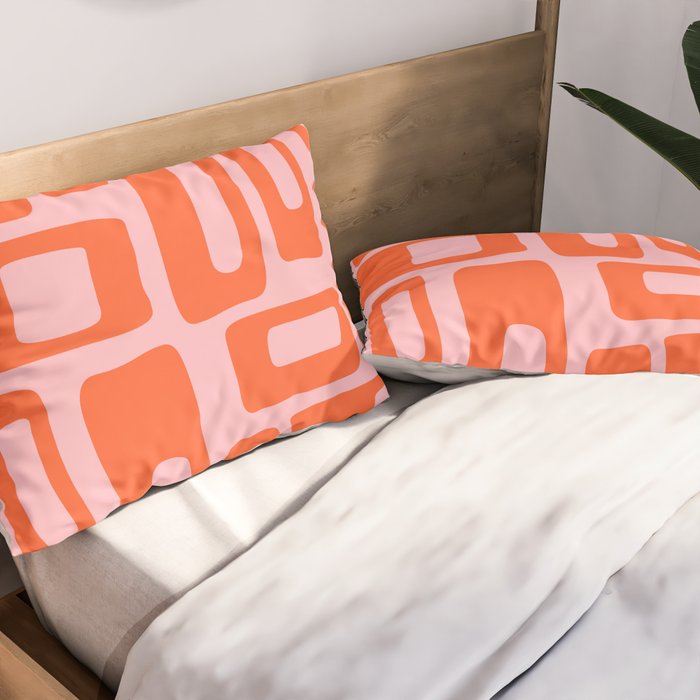 Mid Century Modern Abstract 921 Mid Mod Orange and Pink Pillow Sham Gallery Image 2