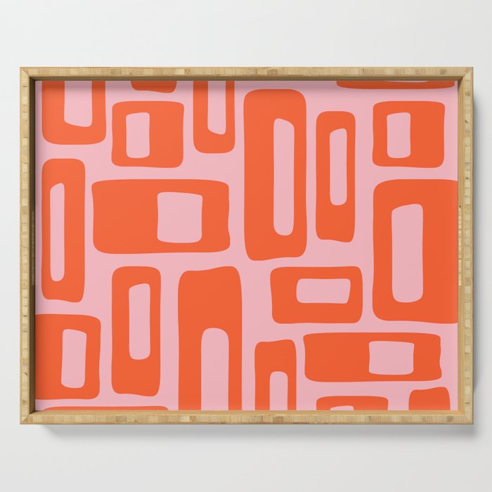 Mid Century Modern Abstract 921 Mid Mod Orange and Pink Serving Tray Gallery Image 1