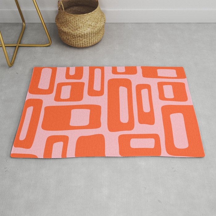 Mid Century Modern Abstract 921 Mid Mod Orange and Pink Rug Gallery Image 1