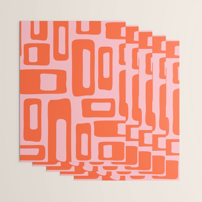 Mid Century Modern Abstract 921 Mid Mod Orange and Pink Wrapping Paper Gallery Image 3