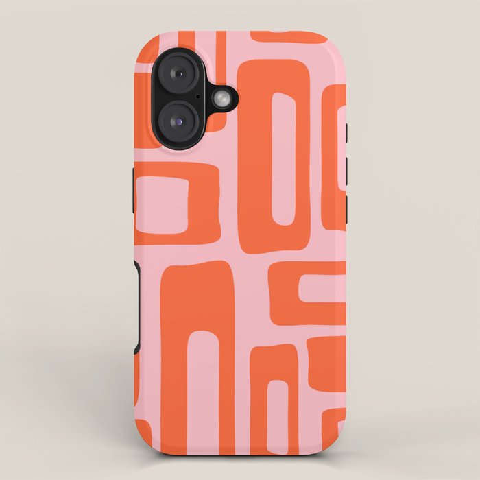 Mid Century Modern Abstract 921 Mid Mod Orange and Pink iPhone Case Gallery Image 1