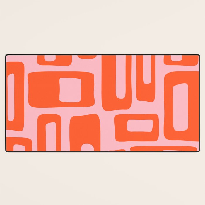 Mid Century Modern Abstract 921 Mid Mod Orange and Pink Desk Mat Gallery Image 3