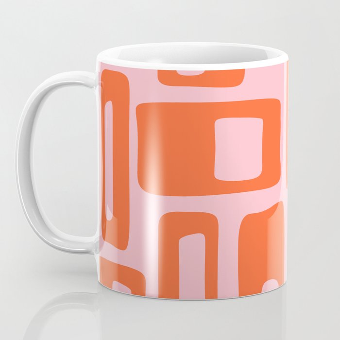 Mid Century Modern Abstract 921 Mid Mod Orange and Pink Coffee Mug Gallery Image 3