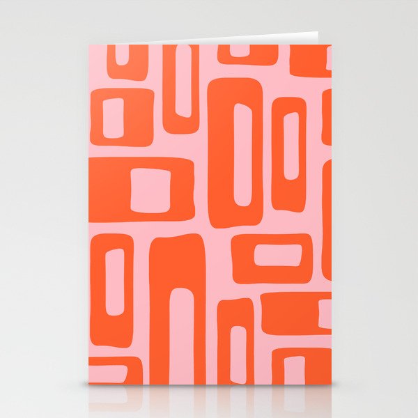 Mid Century Modern Abstract 921 Mid Mod Orange and Pink Stationery Card Gallery Image 2