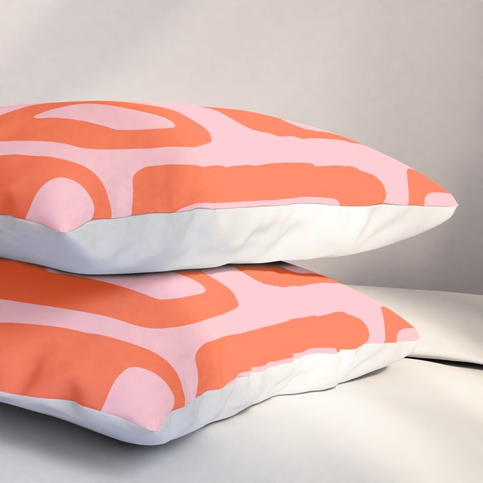 Mid Century Modern Abstract 921 Mid Mod Orange and Pink Pillow Sham Gallery Image 3