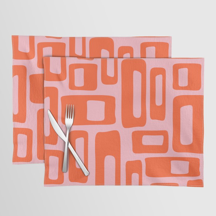 Mid Century Modern Abstract 921 Mid Mod Orange and Pink Placemat Gallery Image 1
