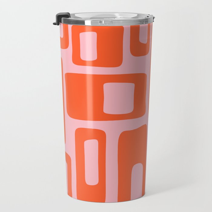 Mid Century Modern Abstract 921 Mid Mod Orange and Pink Travel Mug Gallery Image 3