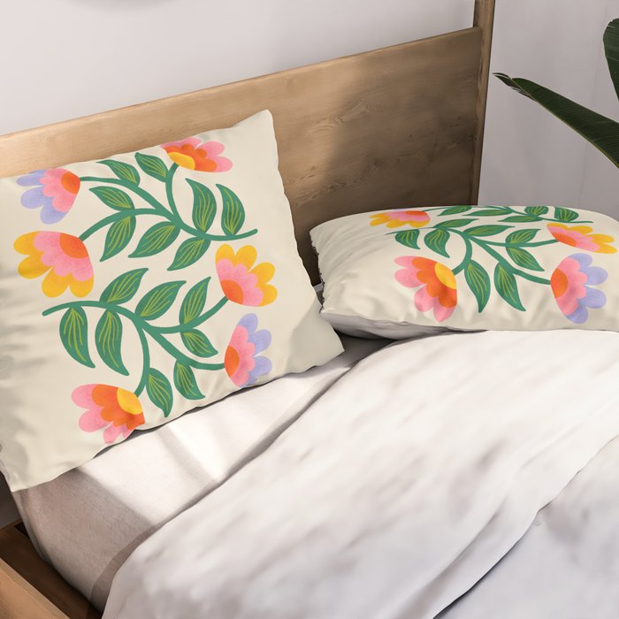 Symmetrical Flowers 1 Pillow Sham Gallery Image 2