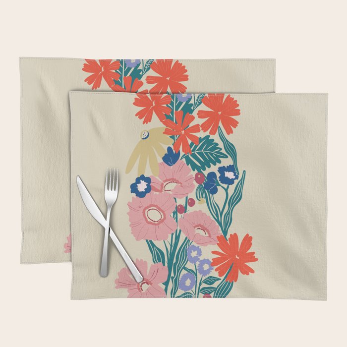 Minimalist Vibrant Wildflower Close Up - Modern Botanical Art with Bold Colors Placemat Gallery Image 1