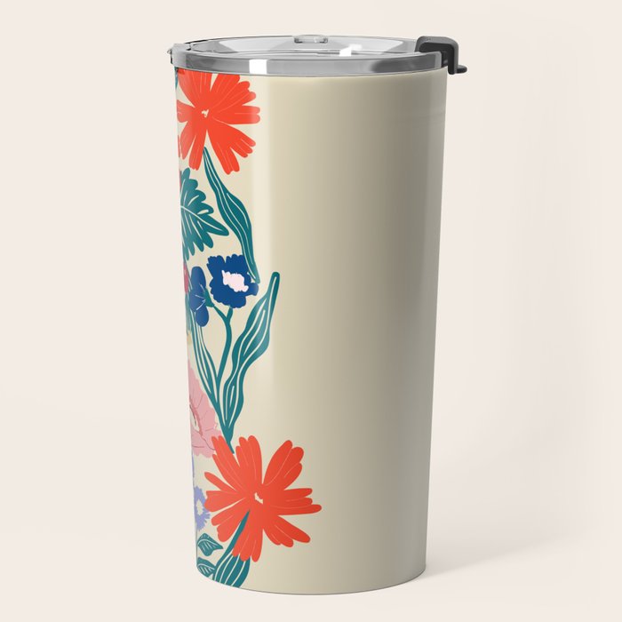 Minimalist Vibrant Wildflower Close Up - Modern Botanical Art with Bold Colors Travel Mug Gallery Image 2