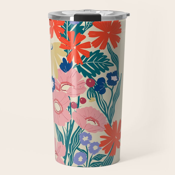 Minimalist Vibrant Wildflower Close Up - Modern Botanical Art with Bold Colors Travel Mug Gallery Image 1