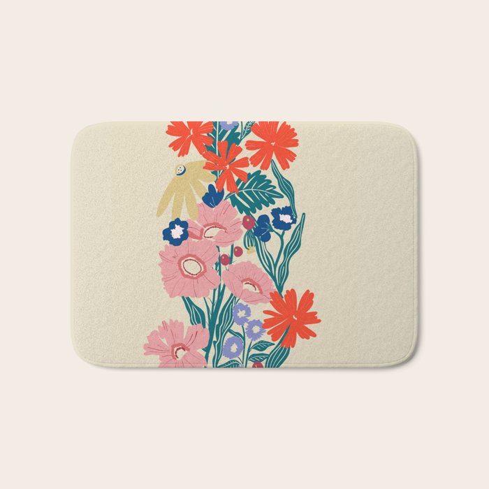 Minimalist Vibrant Wildflower Close Up - Modern Botanical Art with Bold Colors Bath Mat Gallery Image 1