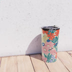 Minimalist Vibrant Wildflower Close Up - Modern Botanical Art with Bold Colors Travel Mug Gallery Image 4