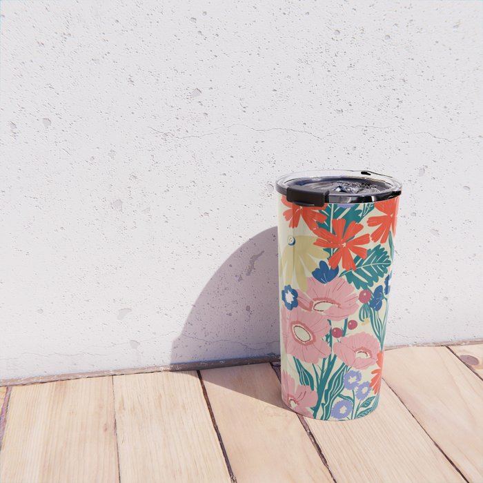 Minimalist Vibrant Wildflower Close Up - Modern Botanical Art with Bold Colors Travel Mug Gallery Image 4