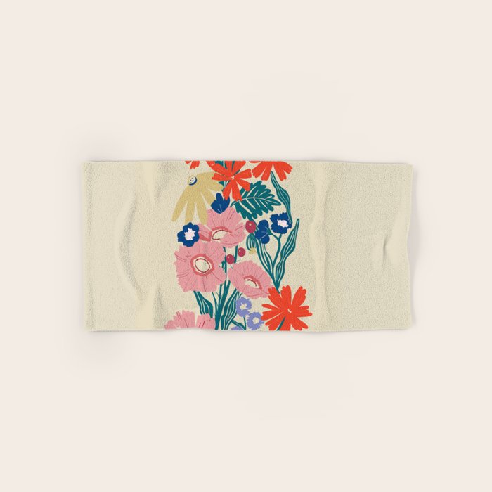 Minimalist Vibrant Wildflower Close Up - Modern Botanical Art with Bold Colors Bath Towel Gallery Image 1