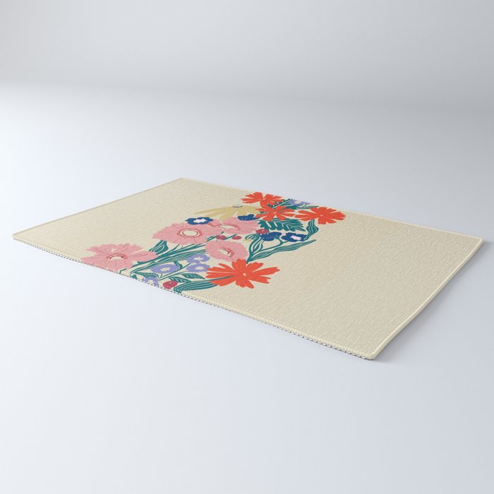 Minimalist Vibrant Wildflower Close Up - Modern Botanical Art with Bold Colors Rug Gallery Image 3