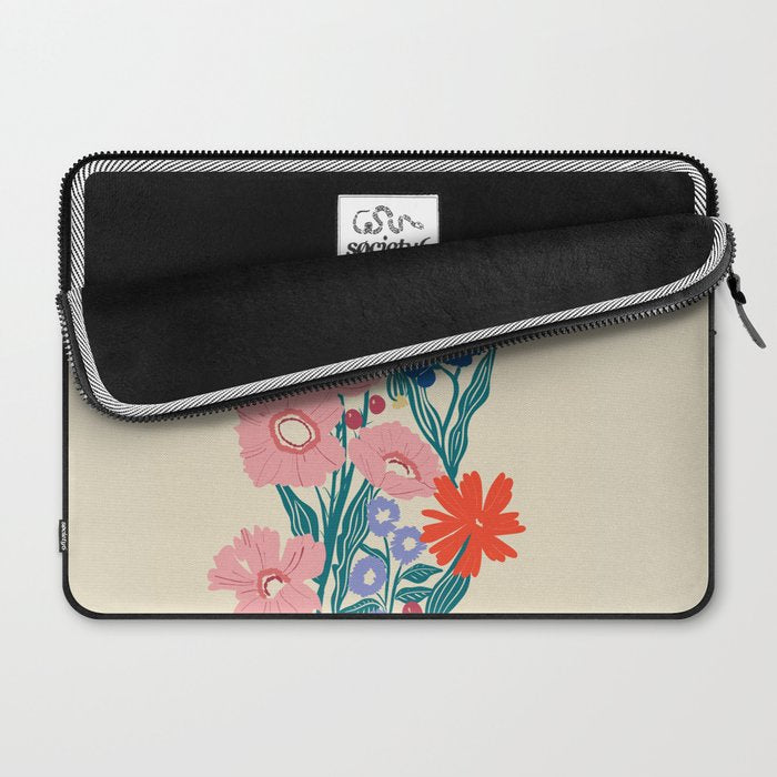 Minimalist Vibrant Wildflower Close Up - Modern Botanical Art with Bold Colors Laptop Sleeve Gallery Image 2