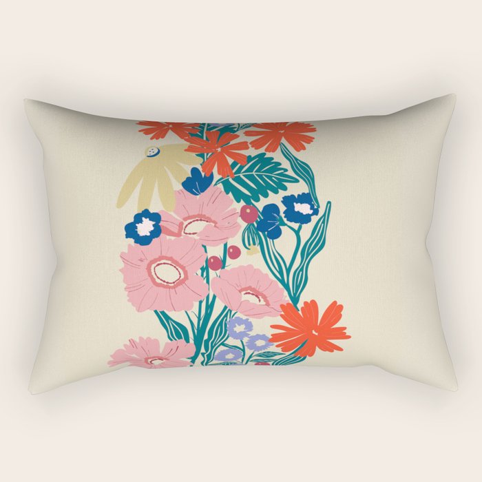 Minimalist Vibrant Wildflower Close Up - Modern Botanical Art with Bold Colors Rectangular Pillow Gallery Image 1
