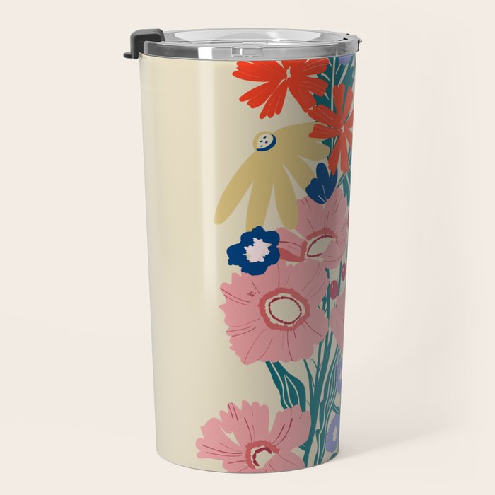 Minimalist Vibrant Wildflower Close Up - Modern Botanical Art with Bold Colors Travel Mug Gallery Image 3