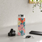 Minimalist Vibrant Wildflower Close Up - Modern Botanical Art with Bold Colors Water Bottle Gallery Image 4