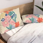 Minimalist Vibrant Wildflower Close Up - Modern Botanical Art with Bold Colors Pillow Sham Gallery Image 2