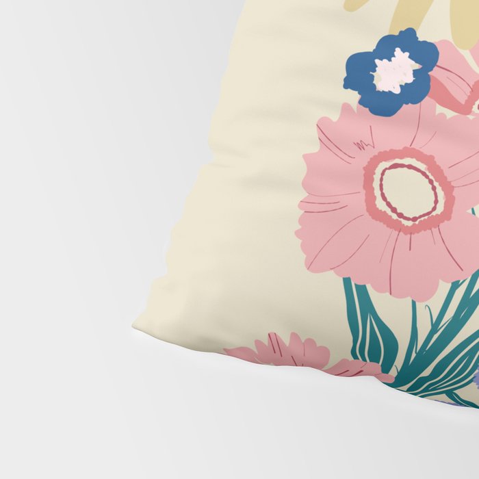 Minimalist Vibrant Wildflower Close Up - Modern Botanical Art with Bold Colors Pillow Sham Gallery Image 4