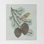 Goldcrest in the Winter Pines Throw Blanket Gallery Image 2