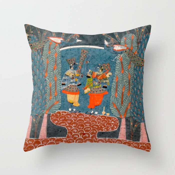 Women In The Forest Indian Painted Illustration Throw Pillow Gallery Image 6