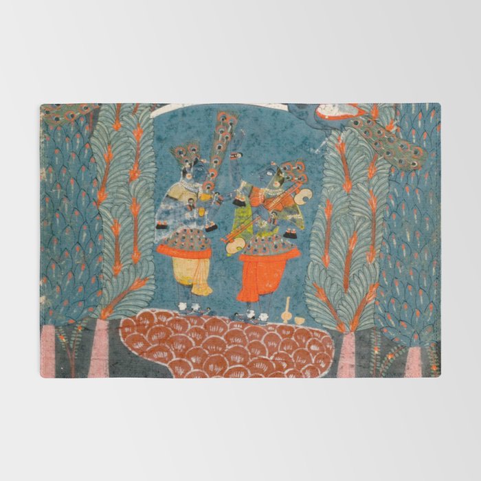 Women In The Forest Indian Painted Illustration Rug Gallery Image 2
