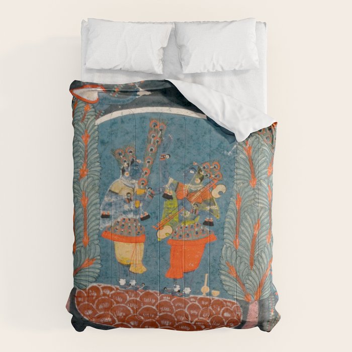 Women In The Forest Indian Painted Illustration Comforter Gallery Image 1