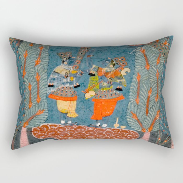 Women In The Forest Indian Painted Illustration Rectangular Pillow Gallery Image 1