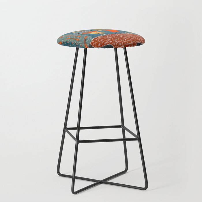 Women In The Forest Indian Painted Illustration Stool Gallery Image 1