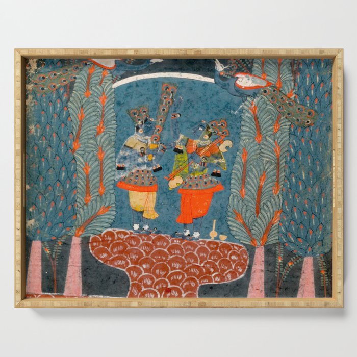 Women In The Forest Indian Painted Illustration Serving Tray Gallery Image 1