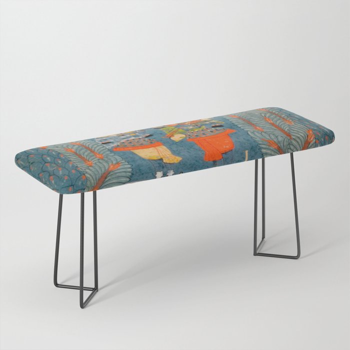 Women In The Forest Indian Painted Illustration Bench Gallery Image 1