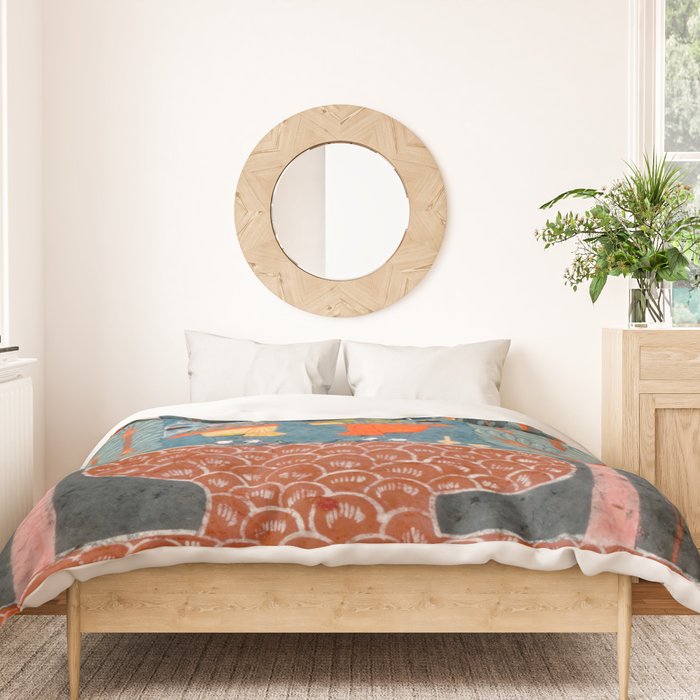 Women In The Forest Indian Painted Illustration Duvet Cover Gallery Image 3
