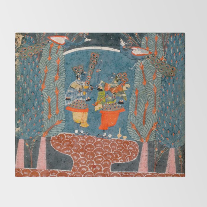 Women In The Forest Indian Painted Illustration Throw Blanket Gallery Image 2