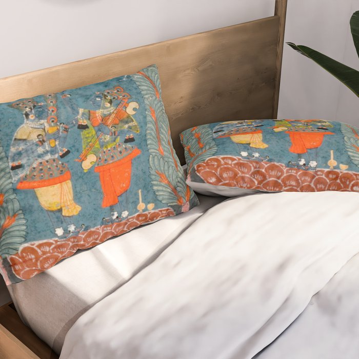 Women In The Forest Indian Painted Illustration Pillow Sham Gallery Image 2