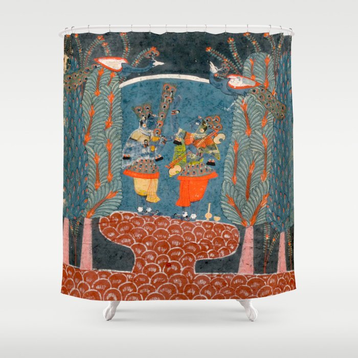 Women In The Forest Indian Painted Illustration Shower Curtain Gallery Image 1