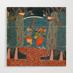 Women In The Forest Indian Painted Illustration Wood Wall Art Gallery Image 1
