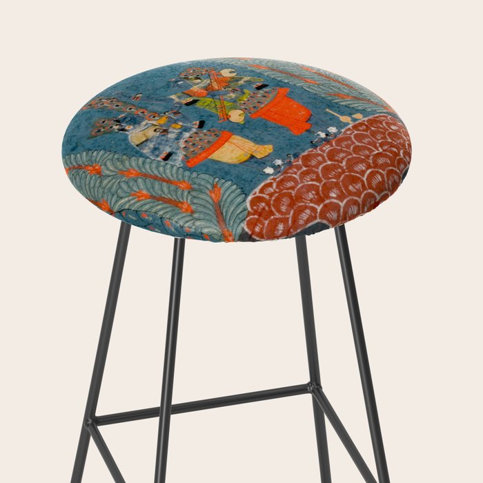 Women In The Forest Indian Painted Illustration Stool Gallery Image 2