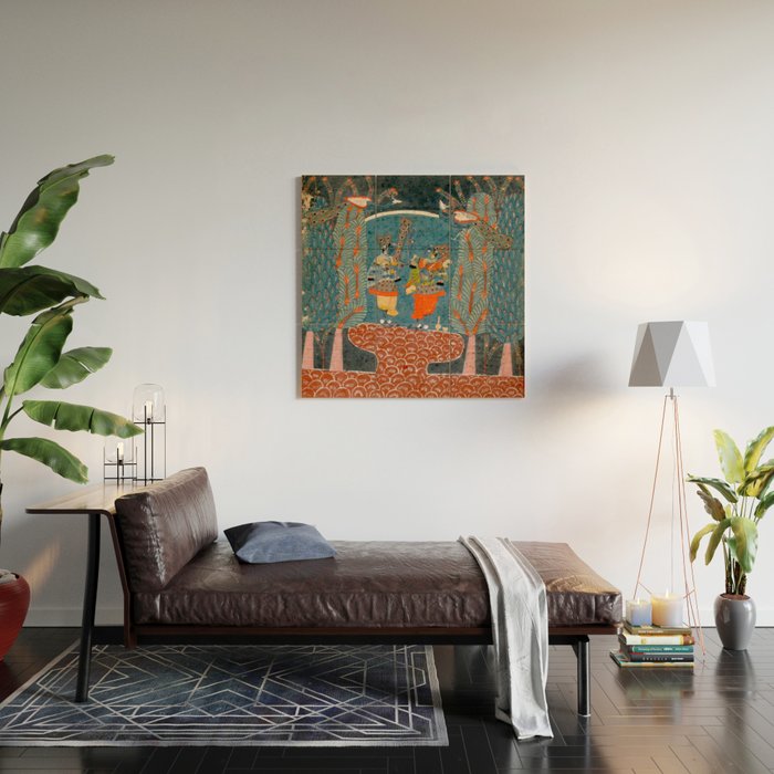 Women In The Forest Indian Painted Illustration Wood Wall Art Gallery Image 2