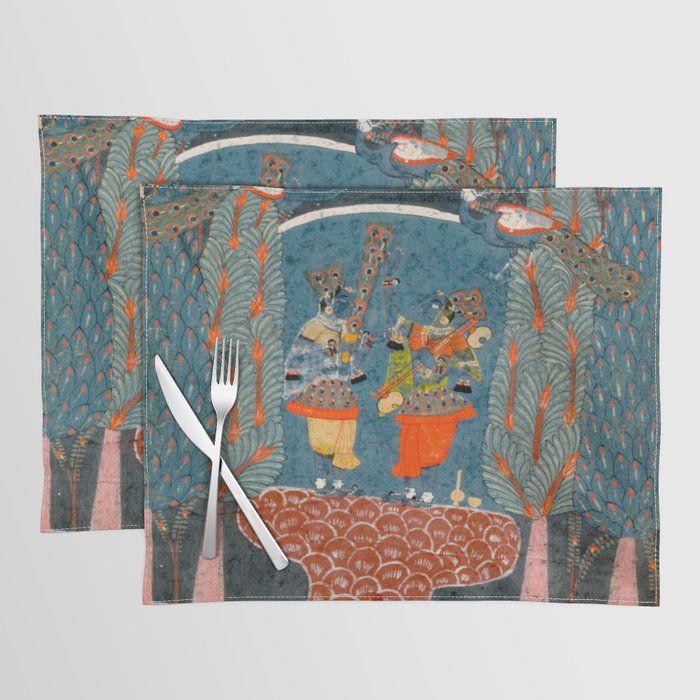 Women In The Forest Indian Painted Illustration Placemat Gallery Image 1